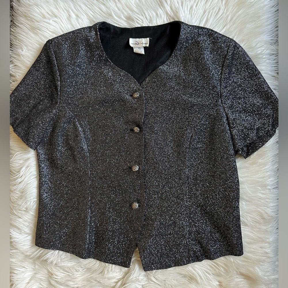 Vintage black sparkle buttoned blouse